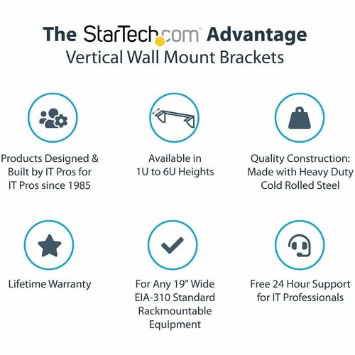 6U VERTICAL WALL-MOUNT BRACKET STEEL LOW-PROFILE WALL-BRACKET