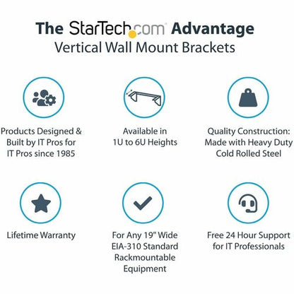 6U VERTICAL WALL-MOUNT BRACKET STEEL LOW-PROFILE WALL-BRACKET