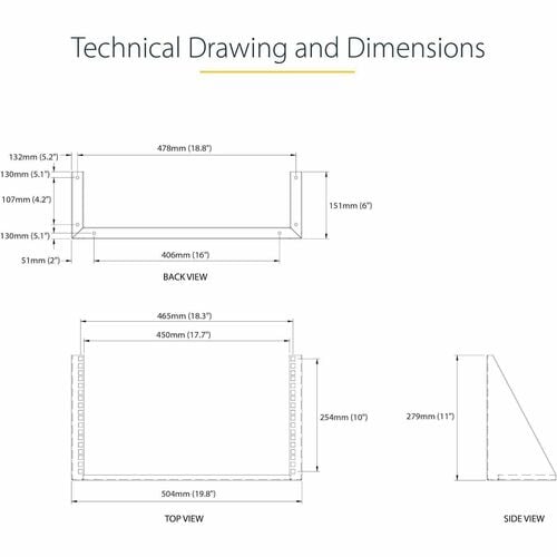 6U VERTICAL WALL-MOUNT BRACKET STEEL LOW-PROFILE WALL-BRACKET