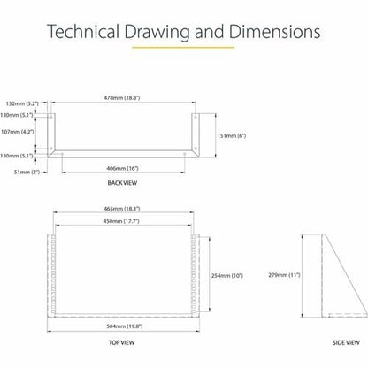6U VERTICAL WALL-MOUNT BRACKET STEEL LOW-PROFILE WALL-BRACKET