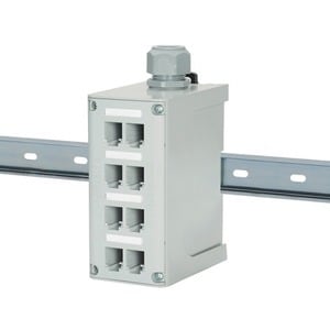 Panduit IndustrialNet FDME8RG Blank Patch Panel - 8 Port(s) - Gray - Wall Mountable