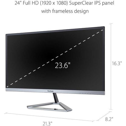Pantalla Viewsonic de 24", panel IPS, resolución de 1920 x 1080 - 23,8" visibles - In