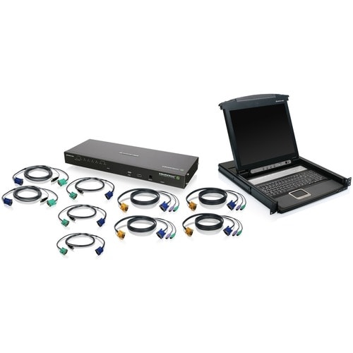 Paquete de consola KVM IOGEAR con 8 puertos IP y pantalla LCD de 17"