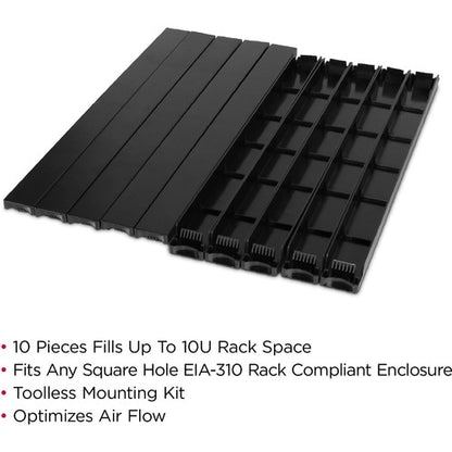 Kit CyberPower avec (10) panneaux d'obturation 19" 1U - Noir - Hauteur de rack 1U