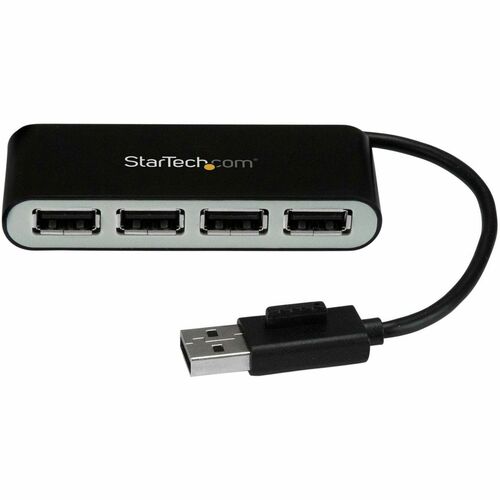 Concentrador USB 2.0 portátil de 4 puertos con cable integrado de StarTech.com - Concentrador USB de 4 puertos