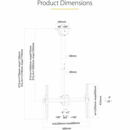Support de plafond pour téléviseur StarTech.com, complet