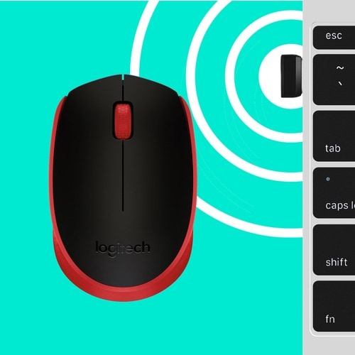 Logitech M170 Wireless Compact Mouse (Red) - Optical - Wireless