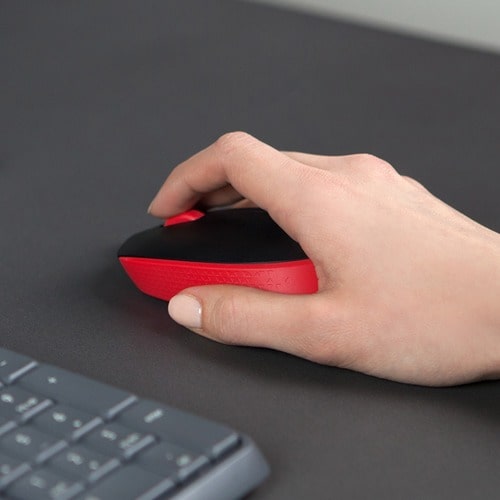 Logitech M170 Wireless Compact Mouse (Red) - Optical - Wireless