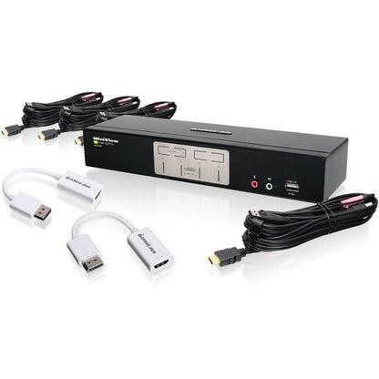COMMUTATEUR KVMP HDMI 4 PORTS AVEC ADAPTATEURS DISPLAYPORT