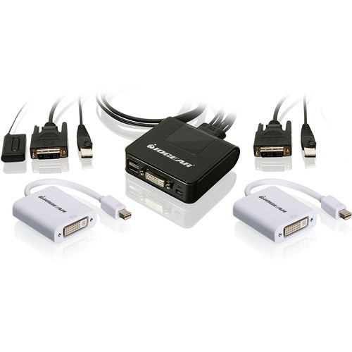 COMMUTATEUR KVM 2 PORTS USB DVI AVEC ADAPTATEURS MINI DISPLAYPORT