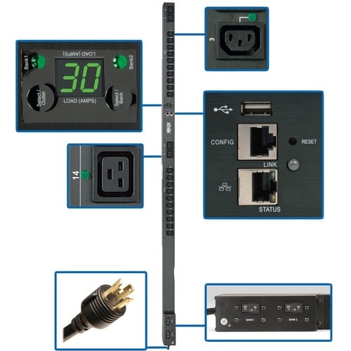 Tripp Lite by Eaton PDUMVR30HVNETLX 24-Outlet PDU - NEMA L6-30P - 20 x
