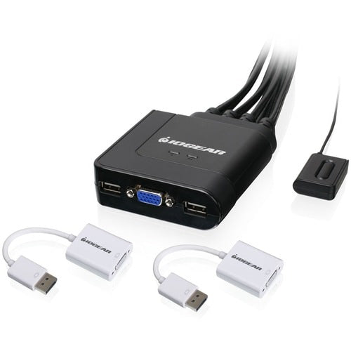 Cable VGA USB de 2 puertos IOGEAR KVM con adaptadores DisplayPort - 2 computadoras - 1 usuario local