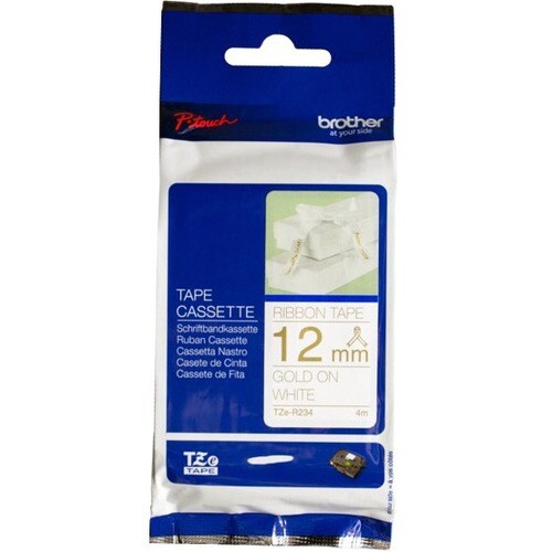 Ruban d'étiquetage doré sur blanc de 12 mm.