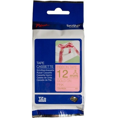 Ruban adhésif Brother PTouch Gold sur rose 12 mm x 4 - 15/32" (1