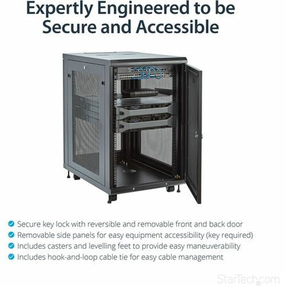 StarTech.com 4-Post 18U Server Rack Cabinet, 19" Data Rack Cabinet for