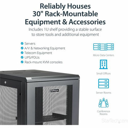 StarTech.com 4-Post 18U Server Rack Cabinet, 19" Data Rack Cabinet for