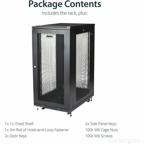 StarTech.com 4-Post 24U Server Rack Cabinet, 19" Data Rack Cabinet for