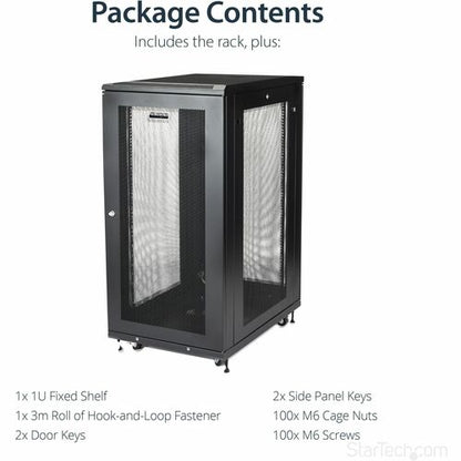 StarTech.com 4-Post 24U Server Rack Cabinet, 19" Data Rack Cabinet for