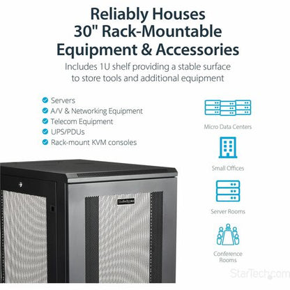 StarTech.com 4-Post 24U Server Rack Cabinet, 19" Data Rack Cabinet for