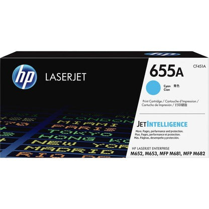 Cartucho de tóner láser original HP 655A (CF451A) - Cian - 1 E