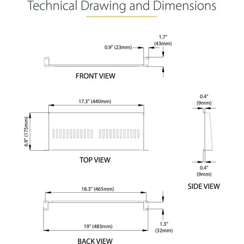 Étagère ventilée pour rack de serveur StarTech.com 1U - Fixe, profondeur 18 cm