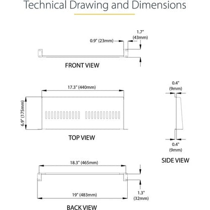 Étagère ventilée pour rack de serveur StarTech.com 1U - Fixe, profondeur 18 cm