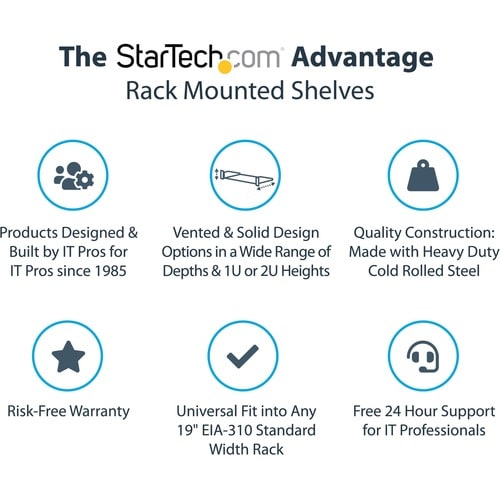 Étagère ventilée pour rack de serveur StarTech.com 1U - Fixe, profondeur 18 cm