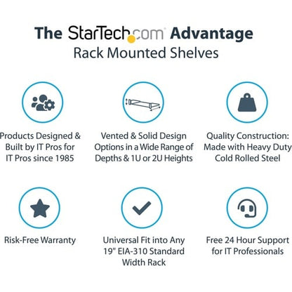 Étagère ventilée pour rack de serveur StarTech.com 1U - Fixe, profondeur 18 cm