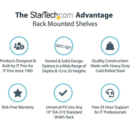 Étagère pour rack de serveur StarTech.com 1U - Cantilever fixe de 25,4 cm de profondeur