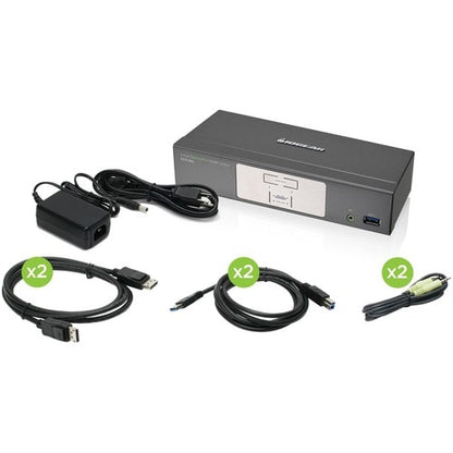PANTALLA KVMP DE 2 PUERTOS CON CONCENTRADOR DE AUDIO USB 3.0