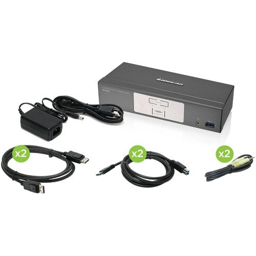 PANTALLA KVMP DE 2 PUERTOS CON CONCENTRADOR DE AUDIO USB 3.0
