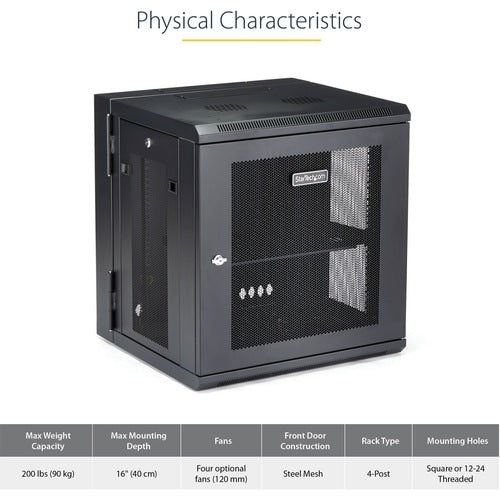 Armoire réseau murale StarTech.com 12U 48 cm (19 po) - Profondeur 40 cm (16 po) avec verrou à charnière