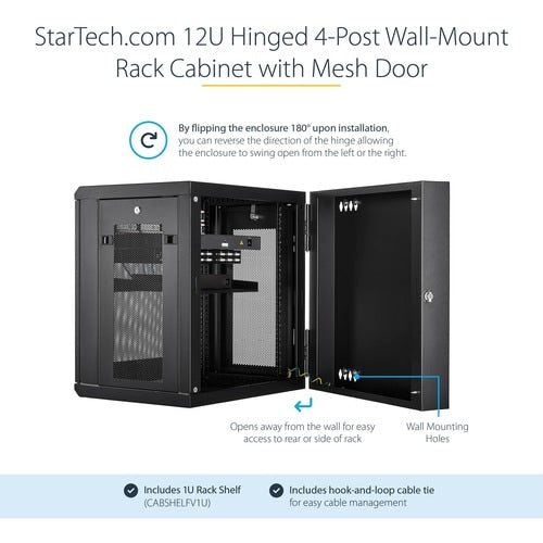 Armoire réseau murale StarTech.com 12U 48 cm (19 po) - Profondeur 40 cm (16 po) avec verrou à charnière