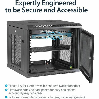 StarTech.com 4-Post 9U Wall Mount Network Cabinet, 19" Wall-Mounted Se