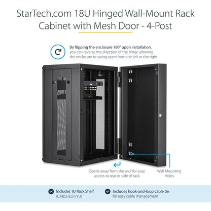 Armoire réseau murale StarTech.com 18U 48 cm (19 po) - Profondeur 40 cm (16 po) avec verrou à charnière