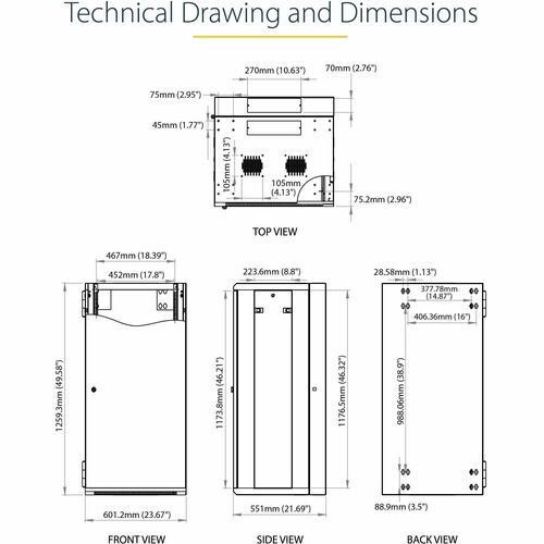 Armoire réseau murale StarTech.com 26U 48 cm (19 po) - Profondeur 40 cm (16 po) avec verrou à charnière