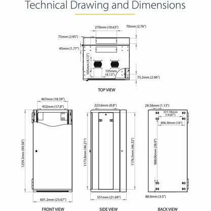 Armoire réseau murale StarTech.com 26U 48 cm (19 po) - Profondeur 40 cm (16 po) avec verrou à charnière