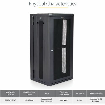 Armoire réseau murale StarTech.com 26U 48 cm (19 po) - Profondeur 40 cm (16 po) avec verrou à charnière