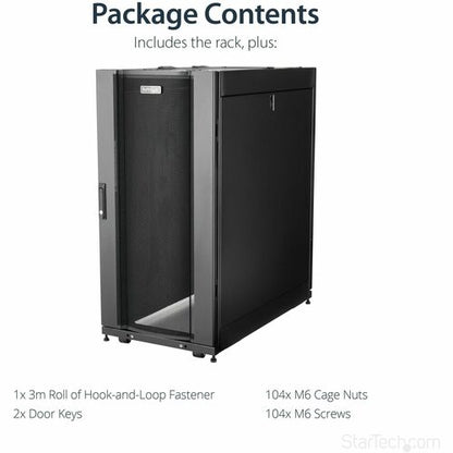 StarTech.com 4-Post 25U Server Rack Cabinet, 19" Data Rack Cabinet for