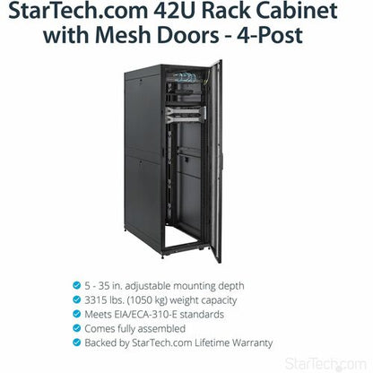 StarTech.com 4-Post 42U Server Rack Cabinet, 19" Data Rack Cabinet for