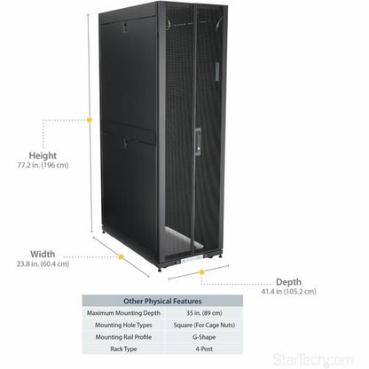 StarTech.com 4-Post 42U Server Rack Cabinet, 19" Data Rack Cabinet for