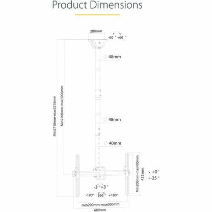 Support de plafond pour téléviseur StarTech.com, complet