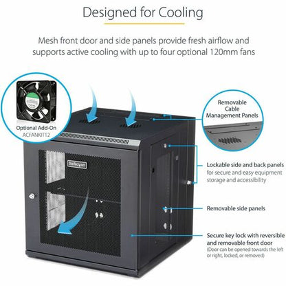 Armoire réseau murale StarTech.com 12U 48 cm (19 po) - Profondeur 50 cm (20 po) avec verrou à charnière