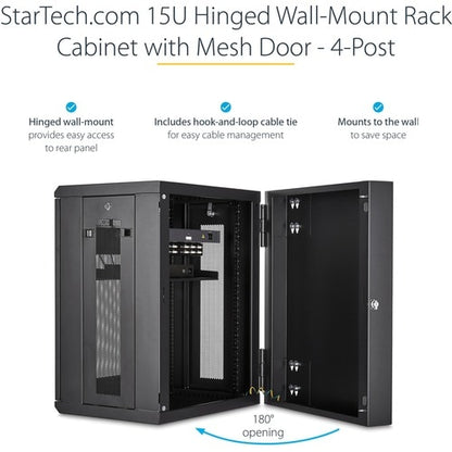 StarTech.com 15U 19" Wall Mount Network Cabinet - 16" Deep Hinged Lock