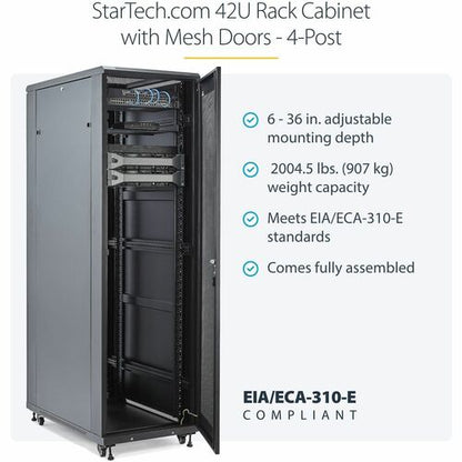 StarTech.com 4-Post 42U Server Rack Cabinet, 19" Data Rack Cabinet for
