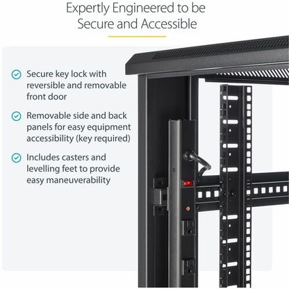 StarTech.com 4-Post 42U Server Rack Cabinet, 19" Data Rack Cabinet for