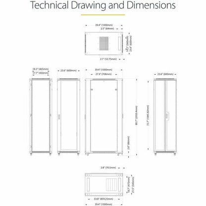 StarTech.com 4-Post 42U Server Rack Cabinet, 19" Data Rack Cabinet for