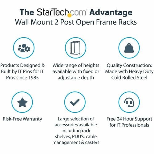 StarTech.com Rack réseau mural robuste à 2 montants 12U, ouverture 48 cm