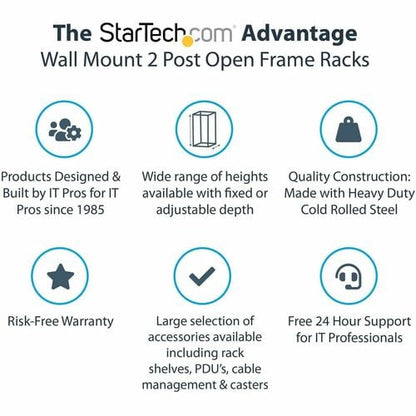 StarTech.com Rack réseau mural robuste à 2 montants 12U, ouverture 48 cm