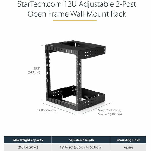 StarTech.com Rack réseau mural robuste à 2 montants 12U, ouverture 48 cm